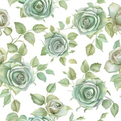 Elegant Mint Green Rose Pattern for Modern Floral Design