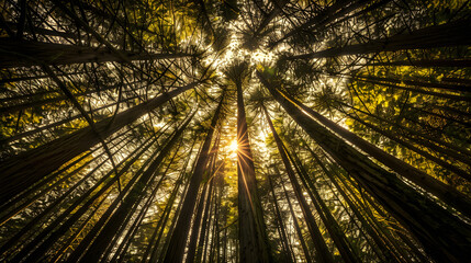 Autumn Forest Path Bathed in Sunlight