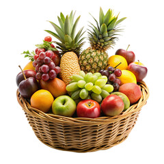 Naklejka na ściany i meble Healthy fresh mix fruit basket, Isolated on transparent background