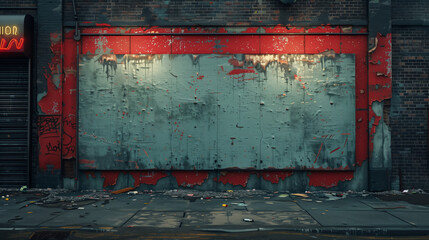 Decaying Abandoned Billboard red stroke mockup billboard street 
