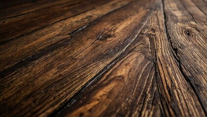 Close-up view accentuating the detailed texture and patterns of dark stained wood grain