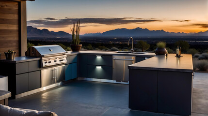 Fototapeta premium Outdoor kitchen and living area