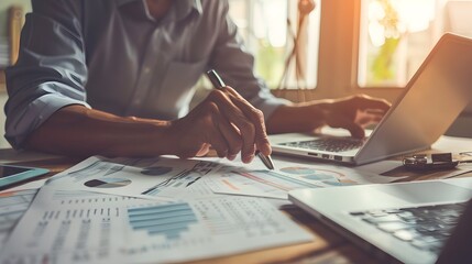 Finance Professional Analyzing Market Data for Strategic Business Growth