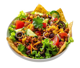 Taco salad isolated on transparent background
