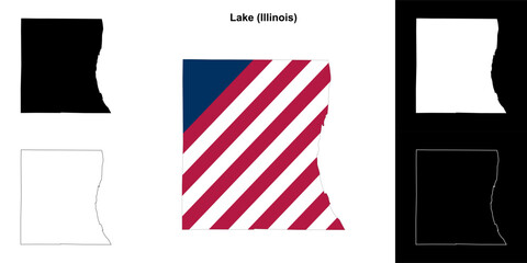 Lake County (Illinois) outline map set