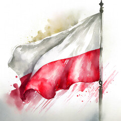 Flaga Polski na maszcie ilustracja - obrazy, fototapety, plakaty