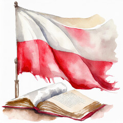 Flaga Polski i księga ilustracja - obrazy, fototapety, plakaty