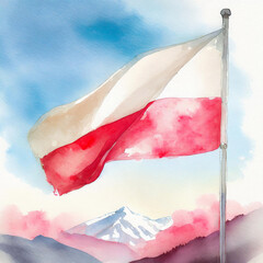 Polska flaga na maszcie 