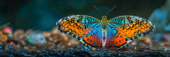 A Majestic Close-Up of Nymphalidae Butterfly in its Natural Vivid Palette - obrazy, fototapety, plakaty