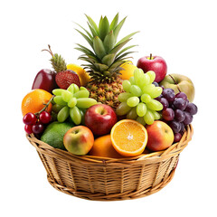 Naklejka na ściany i meble Healthy fresh mix fruit basket, Isolated on transparent background
