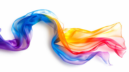 Obraz premium Dynamic Shot of LGBTQ-Colored Fabric Ribbon on White 