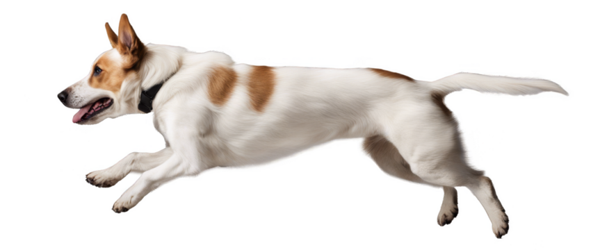 Dog jumping isolate on transparent background, cutout, png
