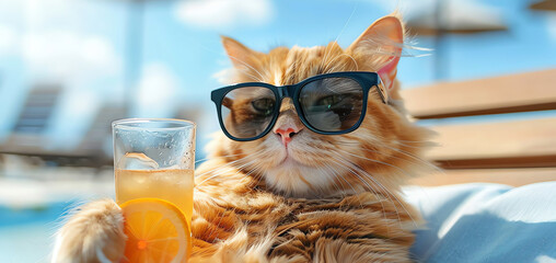 vacation cat, AI generated