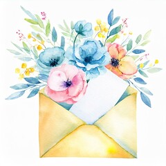 Poczta kwiatowa koperta i kwiaty - 784644346