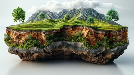 Sectional View of Layered Earth's Surface Resembling a Cake Slice Generative AI