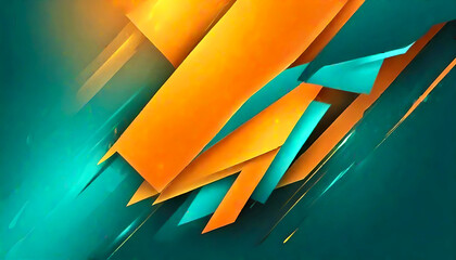 Abstract Dynamic Orange and Teal Geometric Shapes banner vivid gradient texture - obrazy, fototapety, plakaty
