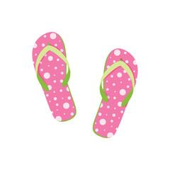 Beach slates. Pink beach flip-flops. Summer beach shoes. Light shoes. Vector illustration isolated on a white background