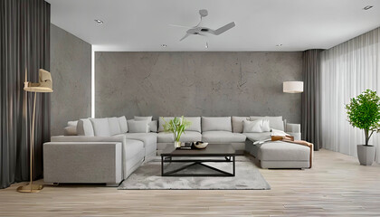 Mockup of Chic Living Room with Earth Tones and Modern Decor
