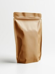 Kraft Pouch Packaging on White Background Generative AI