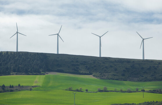 Wind turbines on the top of the hills