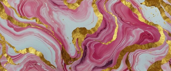 An elegant and luxurious pink and gold marble abstract texture with fluid and freeform patterns