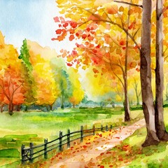 Park jesienią ilustracja obrazek