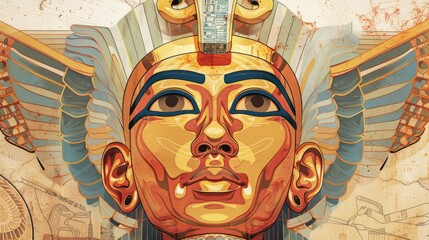 Obraz premium Amun Ra Egyptian pharaoh god drawing painting art wallpaper background