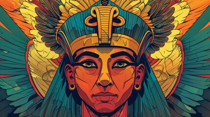 Amun Ra Egyptian pharaoh god drawing painting art wallpaper background