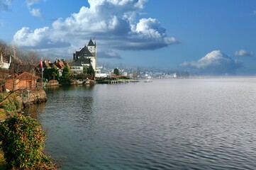 City of Vitznau on beautiful Lake Lucerne. Switzerland, Europe.