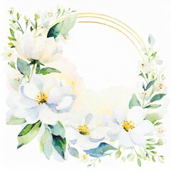 Okrągła ramka z kwiatów namalowane kwiaty - 784647731