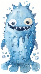 Whimsical Watercolor Sea Monster Mousse Featuring a Playful Aquatic Creature