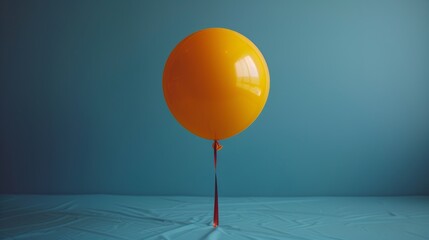 Minimal idea concept visualized as a floating yellow balloon on top of a nail trap in a pastel blue color background.