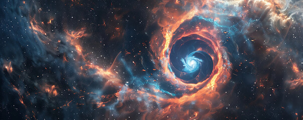 Abstract space Black hole over star field in outer space wallpaper background. generative ai