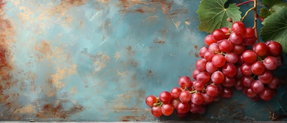 Branch of grapes on vintage background.