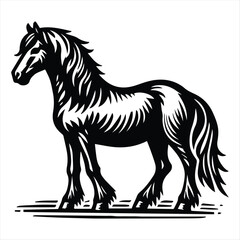 horse silhouette animal set isolated on white background. Black horses graphic element vector illustration