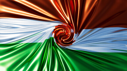 Abstract Swirls of the Nigerian Flag in Vivid Orange, White, and Green