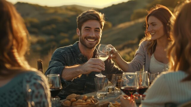 A Toast at Sunset Gathering