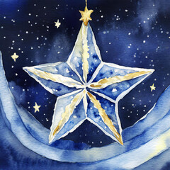 Granatowe świąteczne tło gwiazda ilustracja - obrazy, fototapety, plakaty