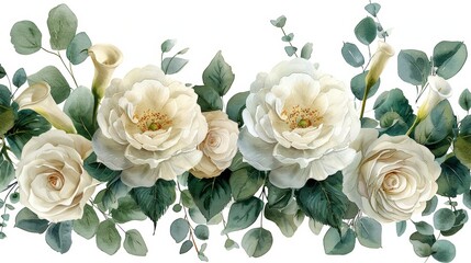 Elegant Watercolor Floral Wreath for Classic Wedding Generative AI