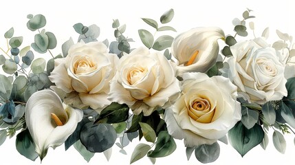Elegant Watercolor Floral Wreath for Classic Wedding Generative AI