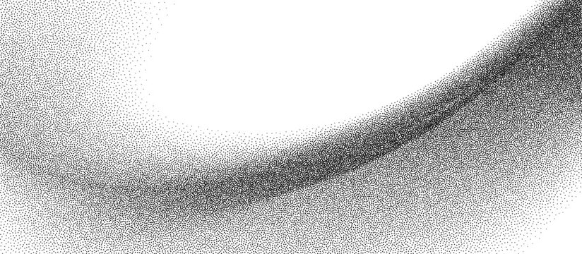 Dotwork abstract background, black grain texture, Abstract stipple sand effect, gradient backdrop from dots. Vector illustration.
