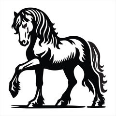horse silhouette animal set isolated on white background. Black horses graphic element vector illustration