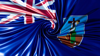 Dynamic Twist of Montserrat and British Union Jack Flags - obrazy, fototapety, plakaty