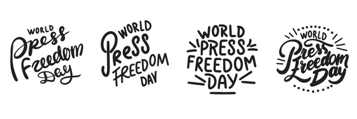 World Press Freedom Day text. Hand drawn vector art.