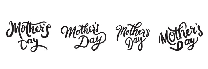 Happy Mother's Day text. Hand drawn vector art.