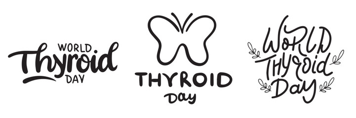 World Thyroid Day text. Hand drawn vector art.