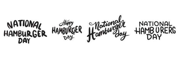 Naklejka na ściany i meble National Hamburger Day text. Hand drawn vector art.