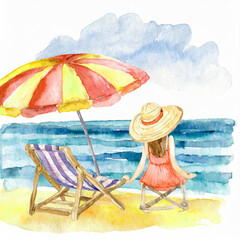 Wakacje odpoczynek na plaży ilustracja - 784650325