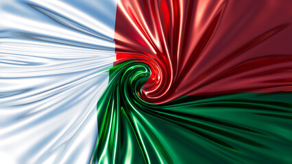 Abstract Artistic Spiral of the Madagascar Flag in Vivid Colors