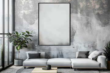 mock up picture in frame in modern living room for advertising 